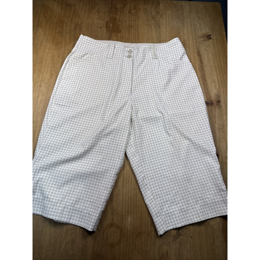 Nike Golf Fit Dry‎ Women's Houndstooth Athletic Golf Shorts Beige/White Size 10